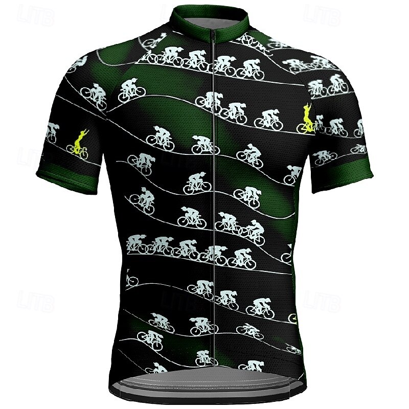 Men's Cycling Jersey Graphic Gradient Short Sleeve Bike Tee Tshirt Jersey with 3 Rear Pockets Mountain Bike MTB Quick Dry Anatomic Design Wicking Breathable Sports Wine Red Black Blue Clothing Apparel