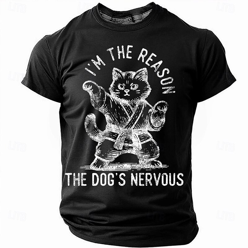 Men's Cat Funny T Shirt Short Sleeve T shirt 3D Print Crew Neck Shirt Fashion Daily Casual Street Casual Daily Black White Red Summer Spring All Seasons Clothing Apparel S M L XL XXL XXXL2
