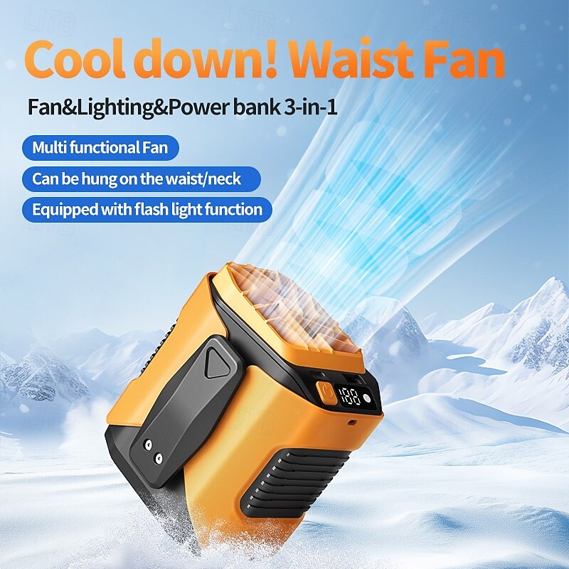New waist-mounted fan USB charging outdoor cooling portable waist-mounted fan strong wind handheld neck fan3