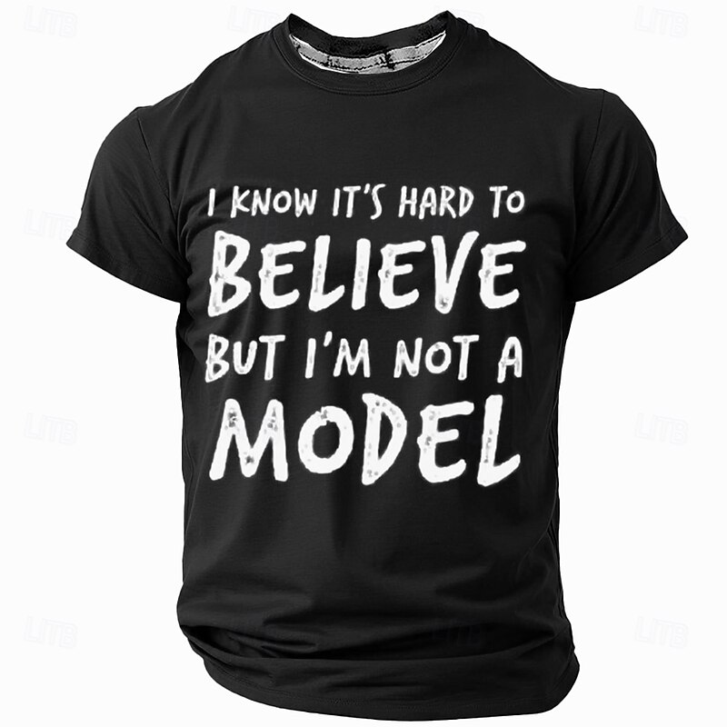 Men's Funny Graphic T-Shirt: "I'm Not A Model" Short Sleeve Lifestyle Humor Tee4