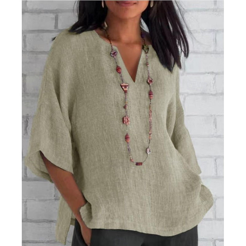 Women's Shirt Solid Color Plain Daily Stylish Casual Long Sleeve Crew Neck Regular Tops Daily Holiday Going out Black White Blue Khaki Gray Summer Spring3