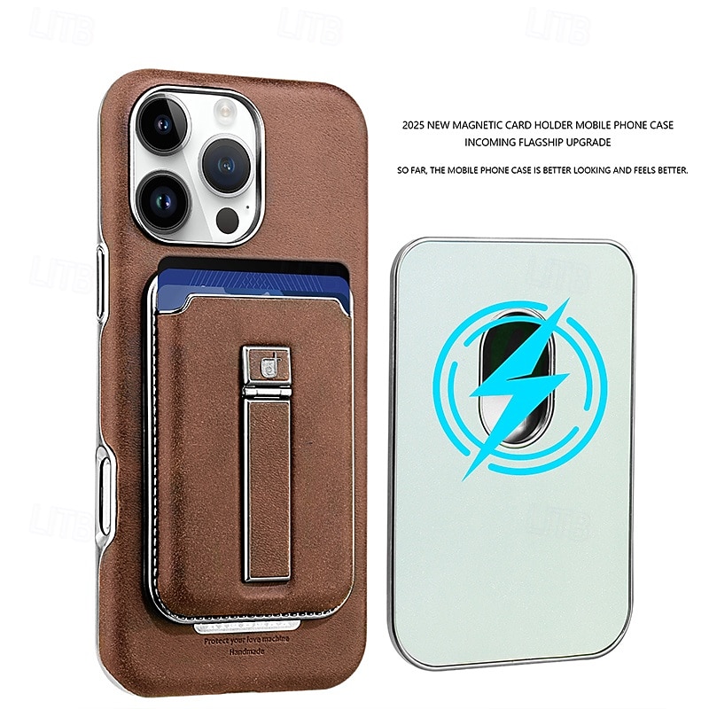 Phone Case For iPhone 16 15 14 Pro Max Plus 13 12 Pro Max Back Cover Magnetic Adsorption with Stand Holder Magnetic Support Wireless Charging Retro