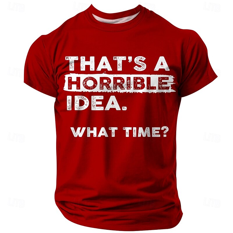 Men's Funny T Shirt Polyester Short Sleeve Graphic Shirt Black Red Blue Comfortable Tee Party Street Fashion Designer Clothing3