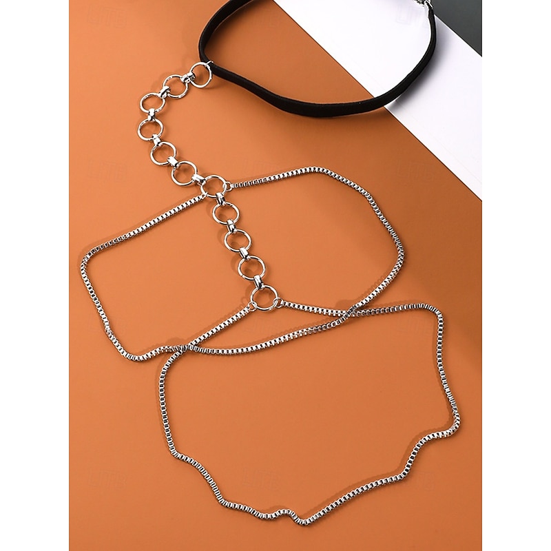 Women's Sexy Elastic Thigh Chain Harness – Adjustable Gold or Silver Body Jewelry with Ring Chain Design, Ideal for Beachwear, Festivals and Summer Party Outfits3