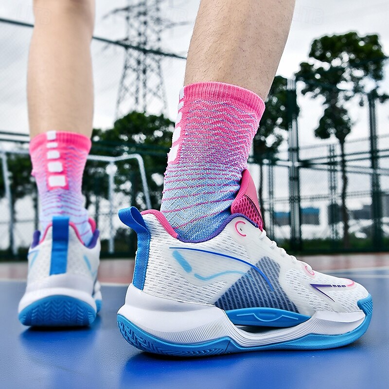 Men's White and Blue Basketball Sneakers with Cushioning Technology – Comfortable and Supportive Shoes for Basketball Games4