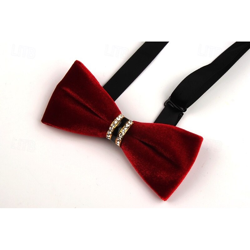 Men's Vintage Bow Tie Wedding Party Homecoming Velvet Bow Tie Solid Color Black Burgundy Royal Blue