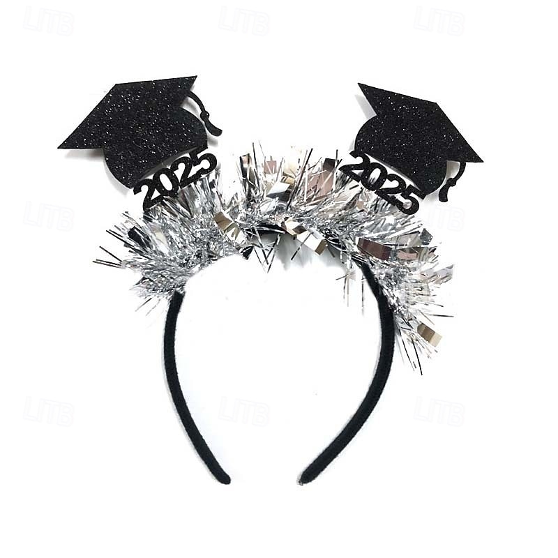 10 Pack Congrats Grad Graduation Cap Headband Felt Graduation Headbands Graduation Decorations 2025 Black and Gold  Headband for Graduation Cap  Graduation Party Favors 20252