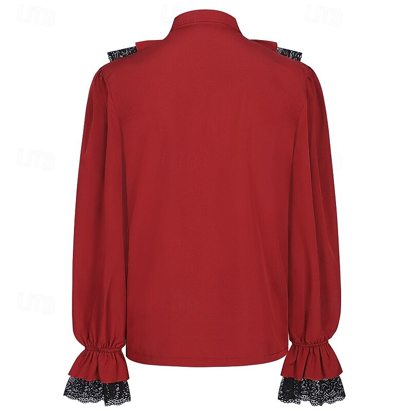 Retro Vintage Medieval Renaissance Blouse / Shirt Vampire Pirate Fancy Dress Men's Fantasy Royal Halloween Carnival Party LARP Ren Faire Adults' Shirt4