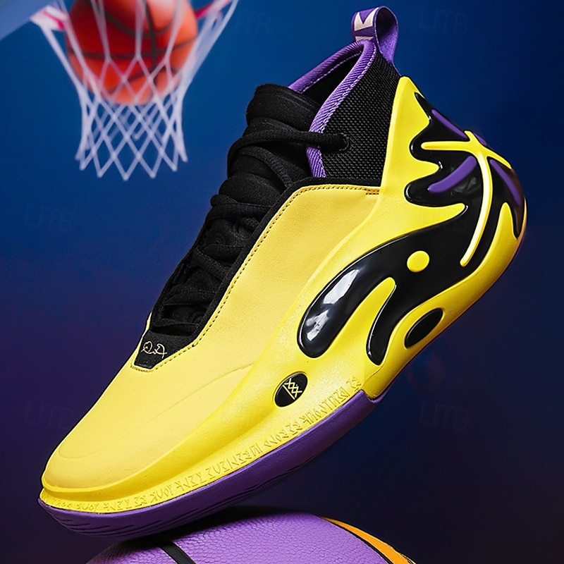 Men's Yellow and Black Basketball Shoes with Dynamic Design – Lightweight Sneakers for Basketball and Sports Performance