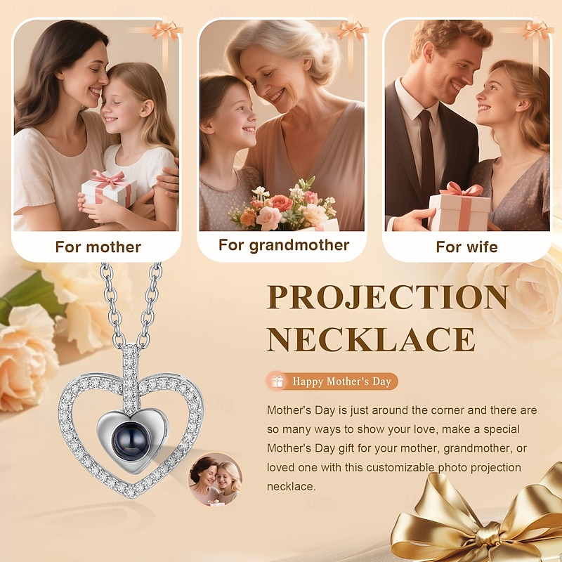 Personalized Projection Necklace, Custom Best Gift for Her, Light and Shadow Photo Projection Jewelry for Mother's Day, Valentine's Day, Christmas, Birthday Gift for Mom, Wife, Girlfriend4