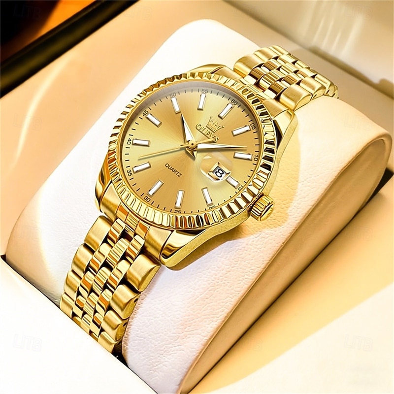 OLEVS Women Quartz Watch Minimalist Fashion Casual Wristwatch Luminous Calendar Waterproof Decoration Stainless Steel Watch