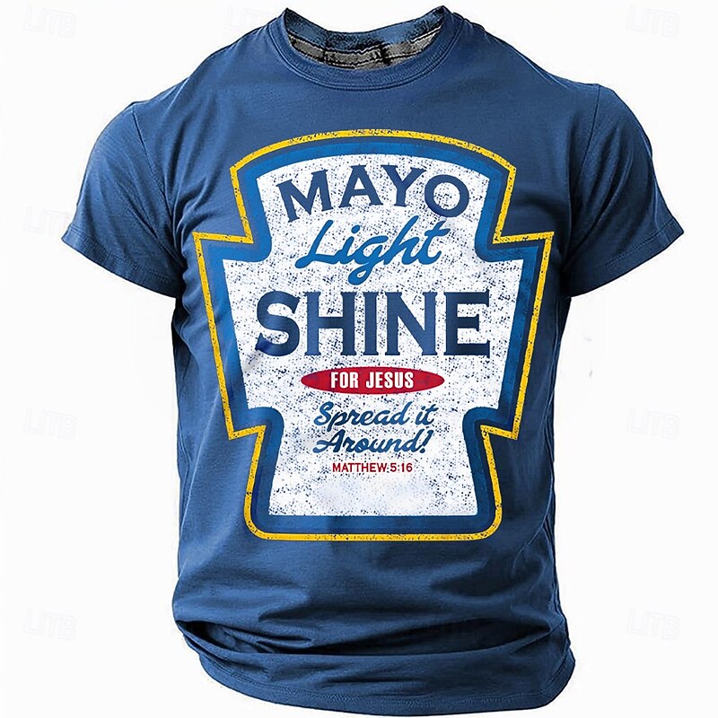 Easter Men's Funny Jesus T Shirt Short Sleeve T shirt 3D Print Crew Neck Shirt Fashion Daily Designer Party Street Casual Blue Summer Spring Clothing Apparel S M L XL XXL XXXL