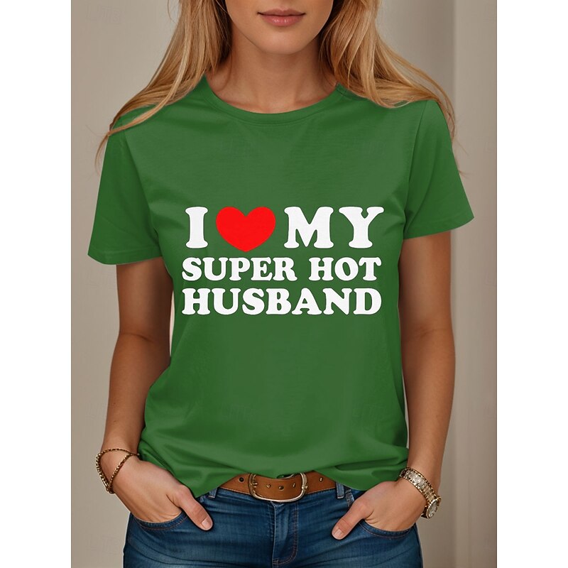 Women's T Shirt Graphic Letter Vintage Stylish Casual Short Sleeve Crew Neck Regular Tops Daily Weekend Print Blue Green Gray Summer3