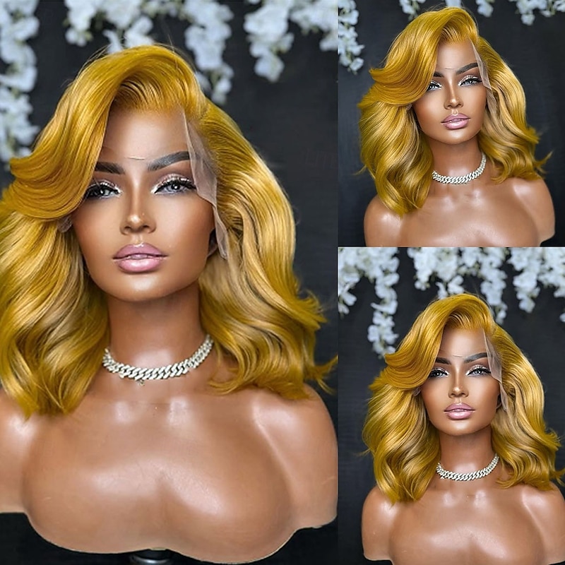 100% Brazilian Virgin Hair 5x5 Lace Closure Wigs Colored 13x4 Lace Front Wig Wavy Natural Hairline Glueless Pre-Plucked For Women