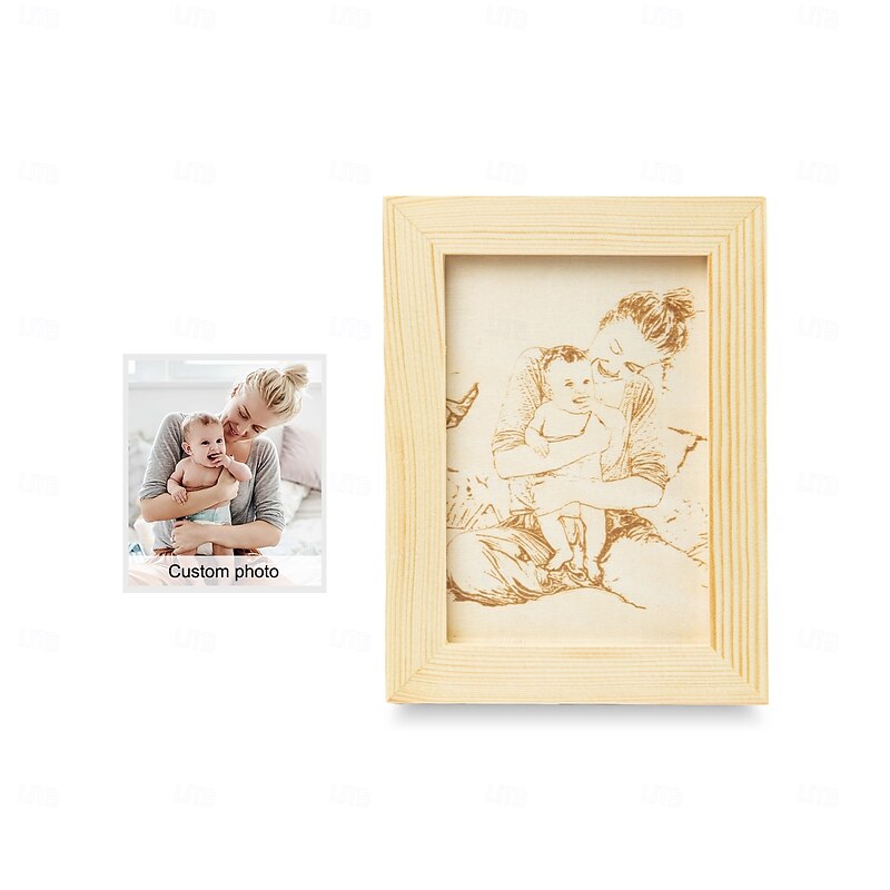 Personalized Wooden Photo Frame Custom Engraved Gift for Parents, Partner, Best Friend, Birthday, Anniversary, Mother's Day, Father's Day, Valentine's Day