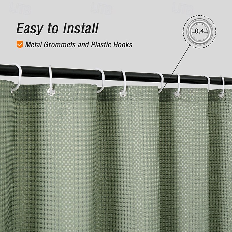 Luxury Waffle Weave Shower Curtain 180cm*180cm(70"*70") Water Repellent Bathroom Bathtub Cloth Fabric Shower Curtain Set, Hole-Free Toilet Partition Curtain for Separating Dry Wet Area4