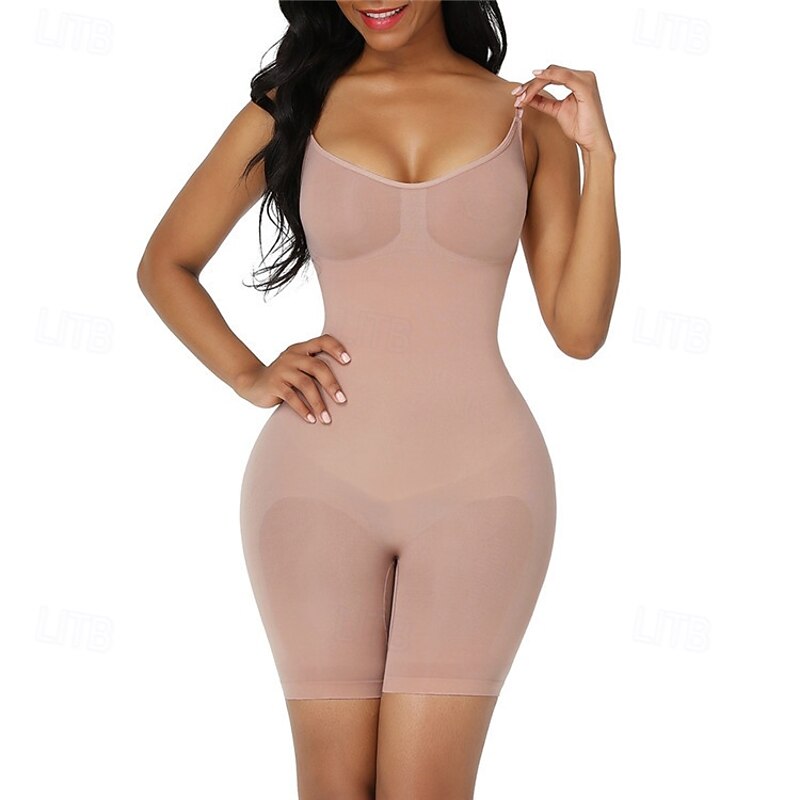 Women's Plus Size Romper Bodycon Solid Color Spaghetti Strap Sleeveless Round Neck Backless Home Bodycon Top Black Brown Apricot All Seasons