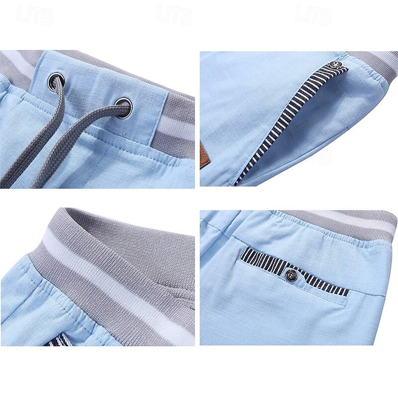 Men's Summer Shorts Work Shorts Pocket Drawstring Plain Comfort Breathable Knee Length Outdoor Business Fashion Casual Black Blue4