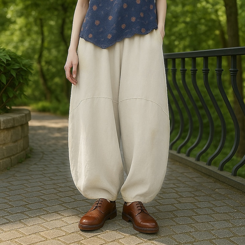 Retro Vintage Medieval Renaissance Pants Solid Color Fancy Dress Women's Vacation Casual Daily Adults' Pants Spring & Summer