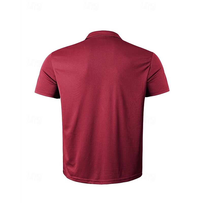 Men's Golf Shirt Golf Polos Shirts Work Casual Lapel Short Sleeve Basic Modern Plain Buttons Pocket Summer Regular Fit Wine Black White Navy Blue Khaki Light Blue Golf Shirt3