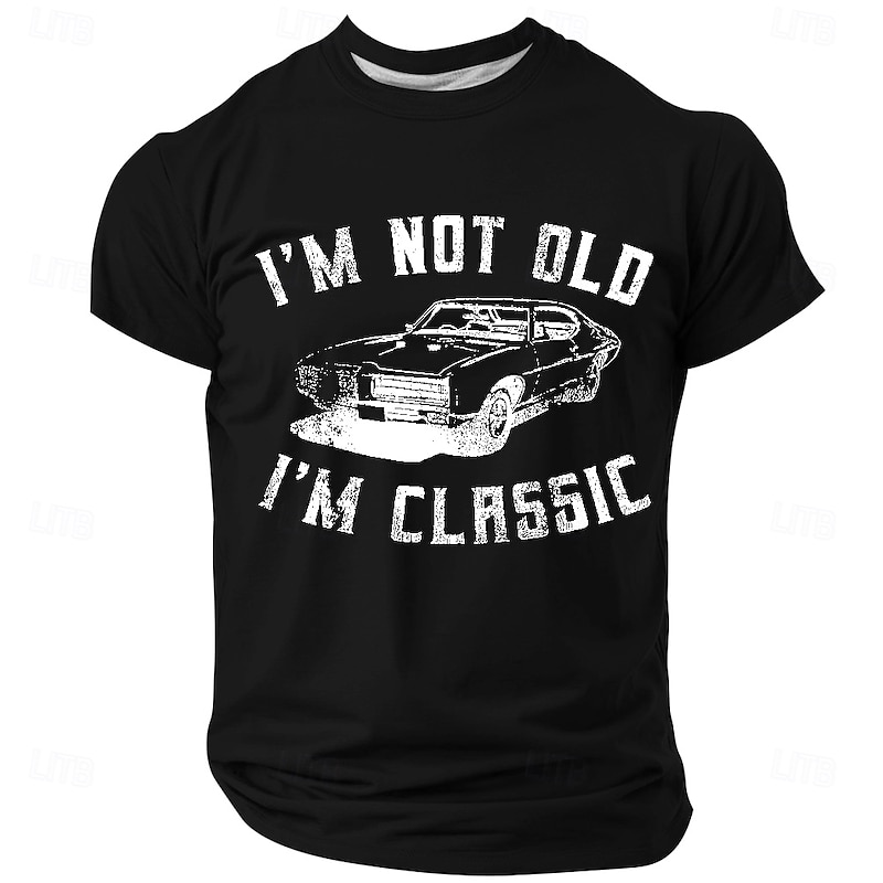 Men's Classic Car Graphic T-Shirt - Funny "I'm Not Old I'm Classic" Vintage Tee Birthday Gift for Him3