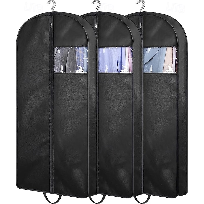 3 Packs Garment Bags 43 Suit Bags for Closet Storage and Travel Gusseted Hanging Garment Bags for Men Suit Cover With Handles for Clothes Coats Jackets Shirts