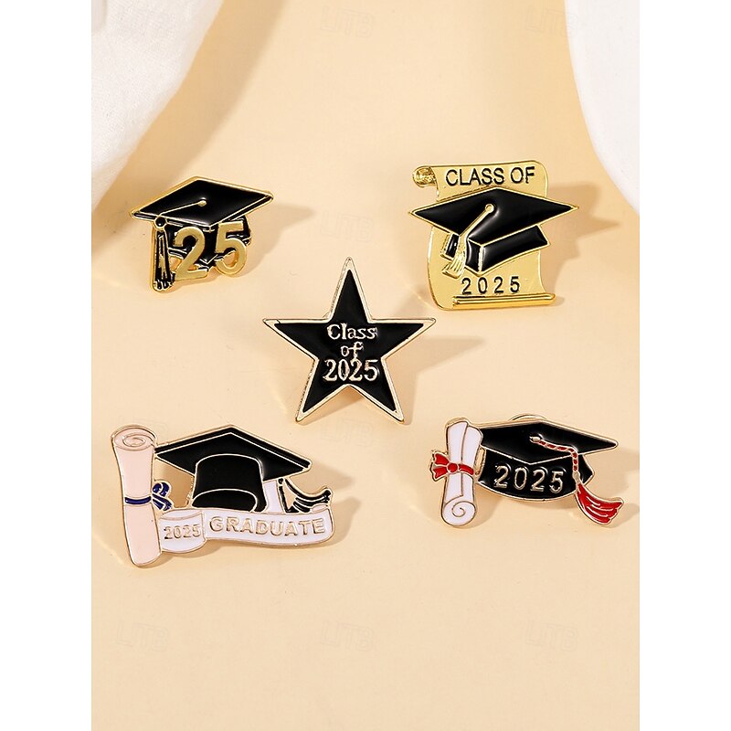 2025 Graduation Enamel Lapel Pins  – Class of 2025 Cap and Diploma Brooches – Cute Metal Badges for Students, Boys and Girls, Graduation Party Favors and Gifts
