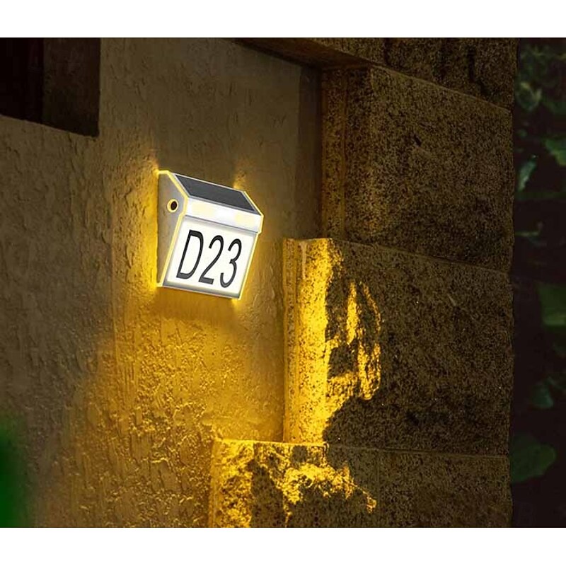 1 Pc outdoor solar stainless steel door light IP65 waterproof street sign high brightness light bead three level dimming wall light House Number Lights2