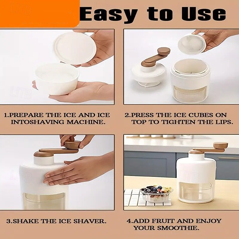 DIY Homemade Hand-cranked ice Shaver Smoothie Maker Kitchen Hand-powered Ice Breaker Continuous Ice Shaver3