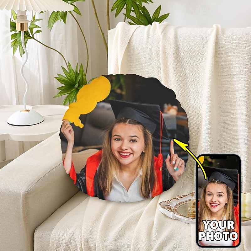 Custom Dog Round Throw Pillows Best Graduation Gift Made from Original Personalized Pet Round Velvet Pillow