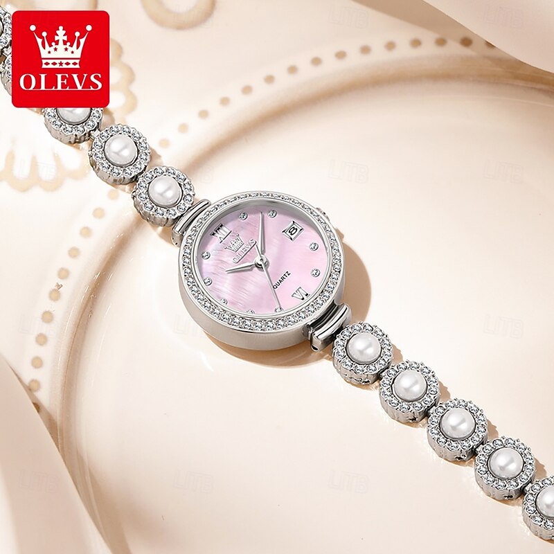 OLEVS 5635 Fashion Luxury Date Quartz Watch For Women Stainless Steel Waterproof Hand Clock Original Elegant Woman Dress Watches4
