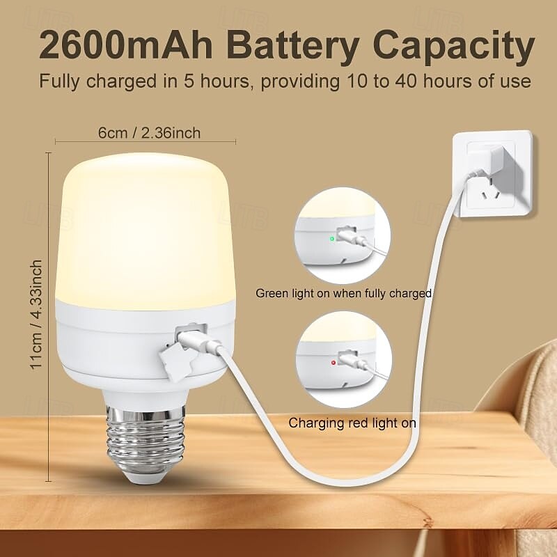 1 Pc E27 lamp head charging magnetic small night light detachable remote control bedside lamp wall light adjustable dimming timing Type-C interface4