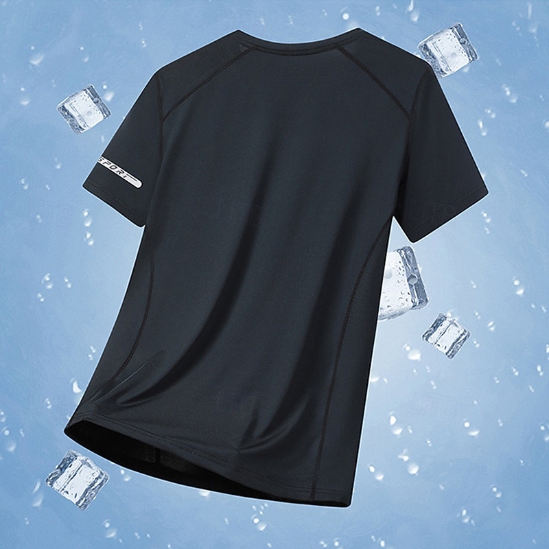 Men's Hiking Tee shirt Hiking Shirt Short Sleeve Crew Neck Tee Tshirt Short Sleeve Shirt Tee Top Outdoor Quick Dry Polyester Dark Grey Black Light Grey Gym Climbing Camping / Hiking / Caving2