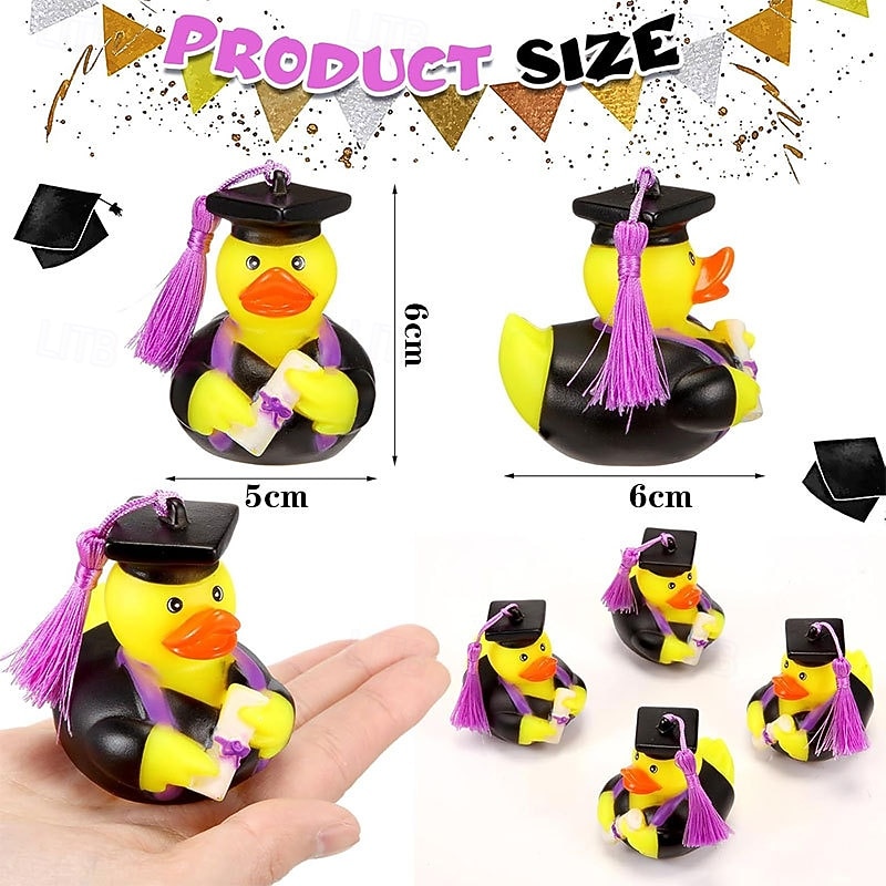 10 PC Car Dashboard Decor Graduation Hat Rubber Duck Car Ducks Ornaments with Graduation Cap3