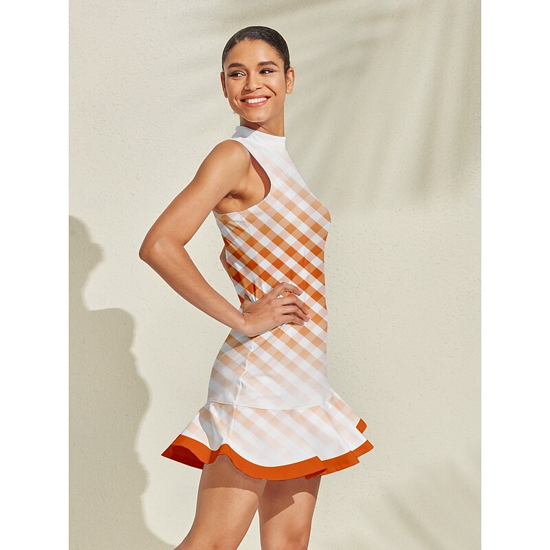 Women's Golf Dress Brown Sleeveless Ladies Golf Attire Clothes Outfits Wear Apparel