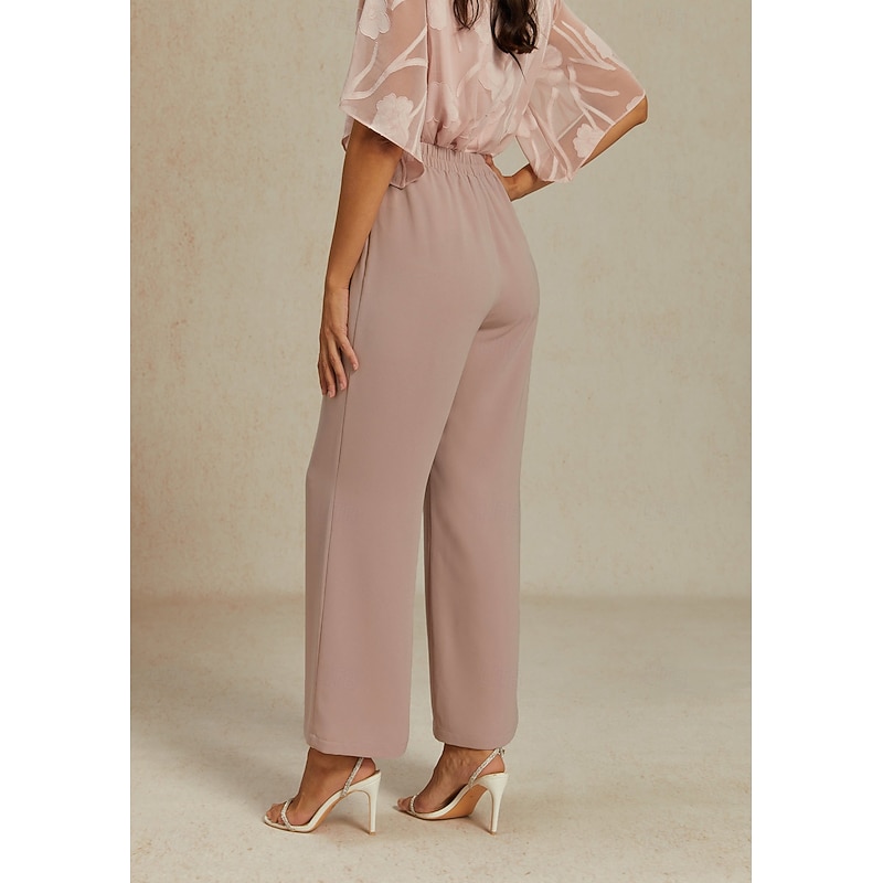 Women's Wide Leg Chinos Baggy Pants Basic Full Length High Waist Plain Pocket Elastic Waistband Comfy Soft Comfortable Micro-elastic Formal Wedding Blush Pink Summer Spring Regular Fit4