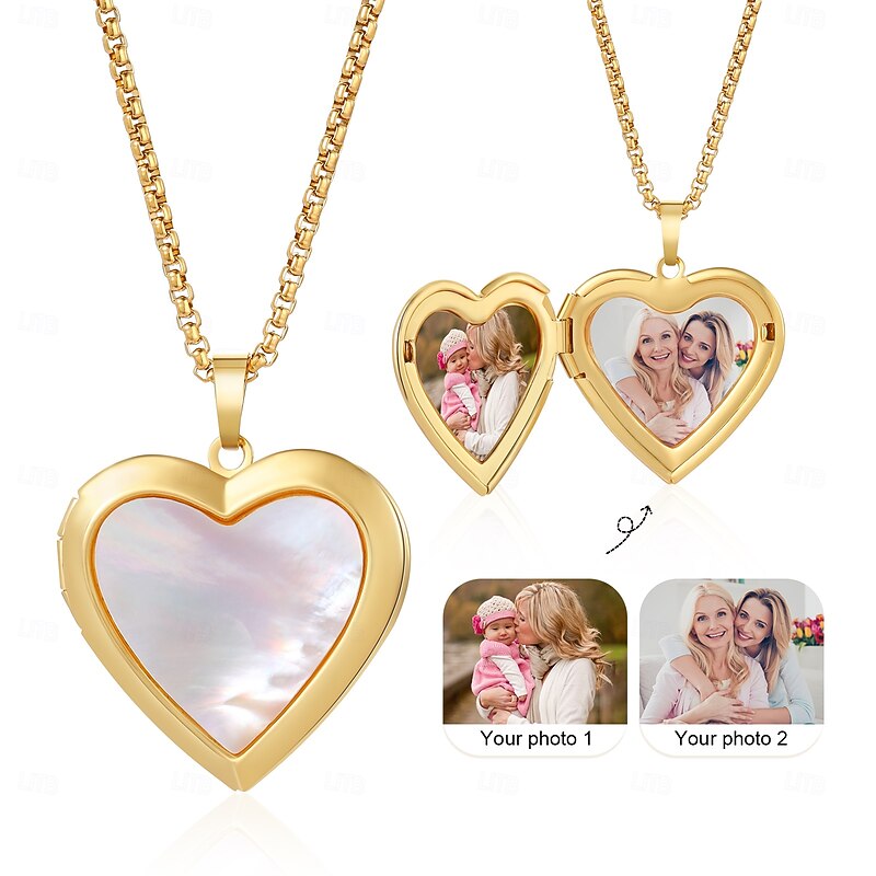 Personalized Photo Album Locket Necklace Custom Best Gift for Mom, Folding Memory Pendant for Wife Girlfriend Daughter Friend, Mother's Day Valentine's Christmas Birthday Keepsake3