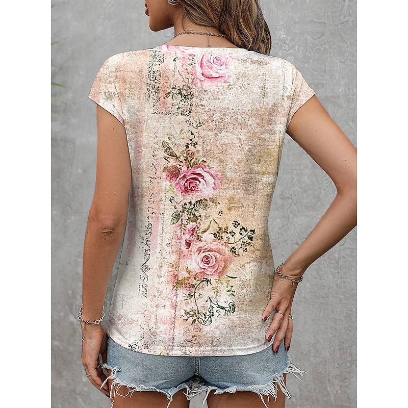 Women's Camisole Tank Top Floral Graphic Vintage Casual Sleeveless V Neck Regular Tops Daily Print Pink Red Blue Purple Green Summer Spring2