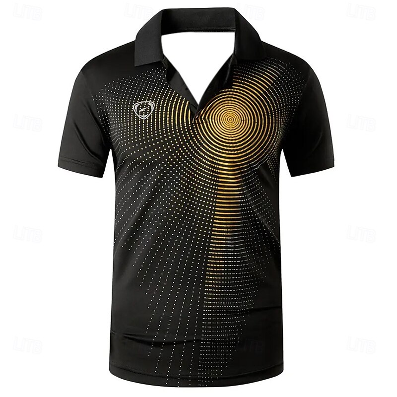 Men's Geometric Polo Short Sleeve Polo Shirts Collared Shirts Business Casual School Athleisure Daily Wear 3D Print Summer Black White Red