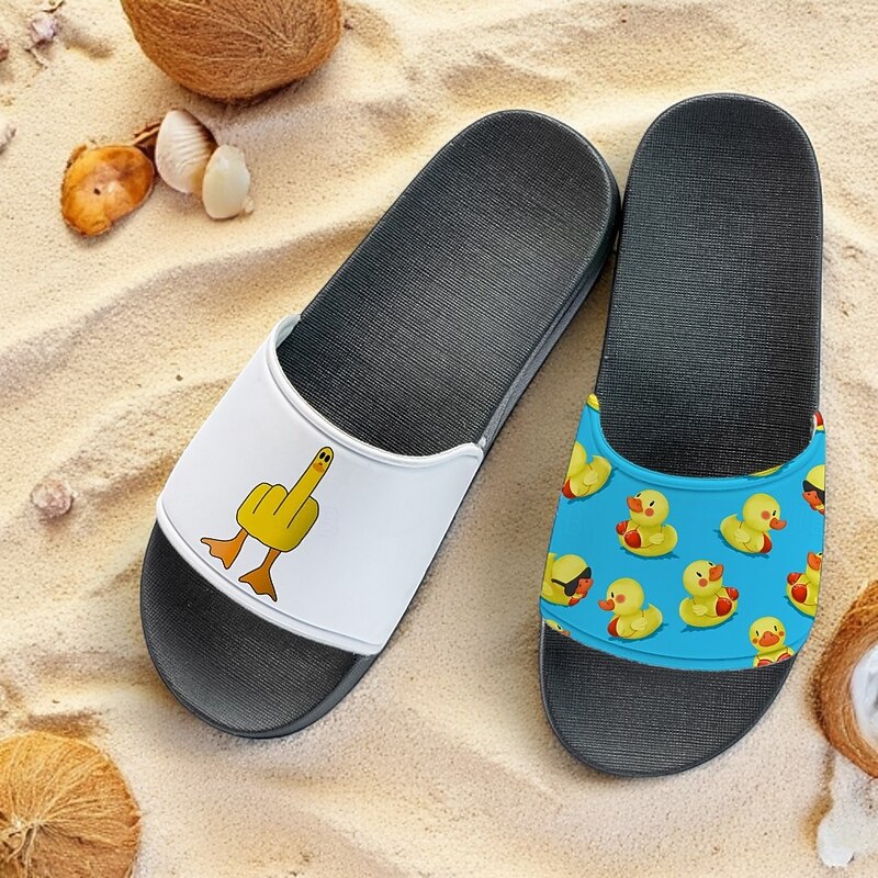 Men's Duck-printed Slide Sandals – Laid - Back & Cool Style for Men in Summer Beach Trips, Barbecues & Casual Outdoor Gatherings2