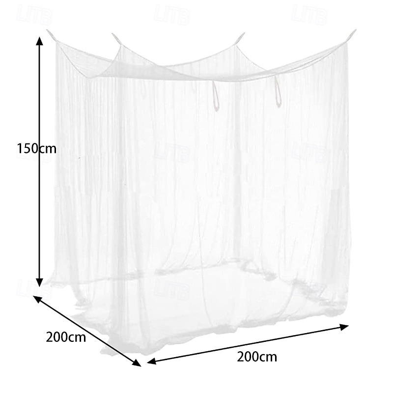 Mosquito Net for Single to King-Sized Beds, 2 Openings or Fully-Enclosed Bed Canopy, Rectangular White Universal Netting Canopy for Indoor Outdoor Use, Ideal for Home, Travel2