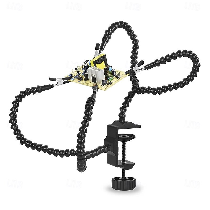 Helping Hands Third Hand Soldering 4 Arms with Adjustable Vise Tabletop-Clamp Base Perfect for Pcb Repair, Jewelry Solder Holder2