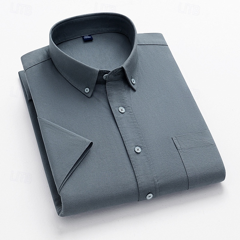 Men's Shirt Summer Shirt Casual Shirt Beach Shirt Button Up Shirt Black Blue Gray Short Sleeve Plain Lapel Vacation Hawaiian Pocket Clothing Apparel 100% Cotton Fashion Casual Comfortable2