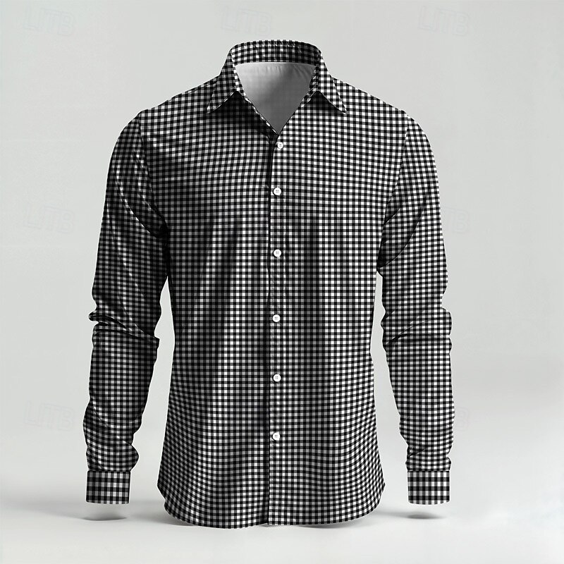 Men's Shirt Summer Shirt Casual Shirt Beach Shirt Button Up Shirt Black Yellow Red Long Sleeve Plaid Lapel Vacation Hawaiian Button-Down Clothing Apparel Polyester Fashion Casual Comfortable3