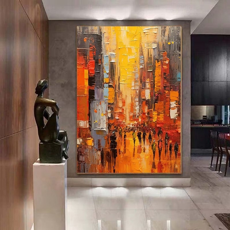 Handmade Oil Painting Canvas Wall Art Decoration Abstract Street Landscape for Home Decor Rolled Frameless Unstretched Painting2