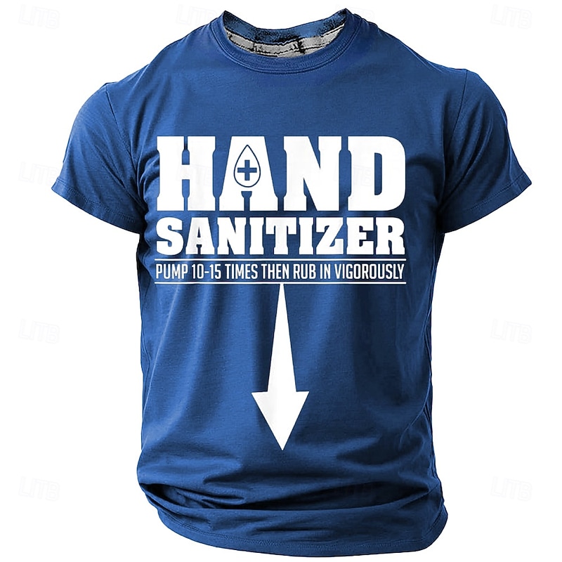 Men's Funny Hand Sanitizer Adult Humor Graphic T-Shirt with Pump Vigorously Pun3