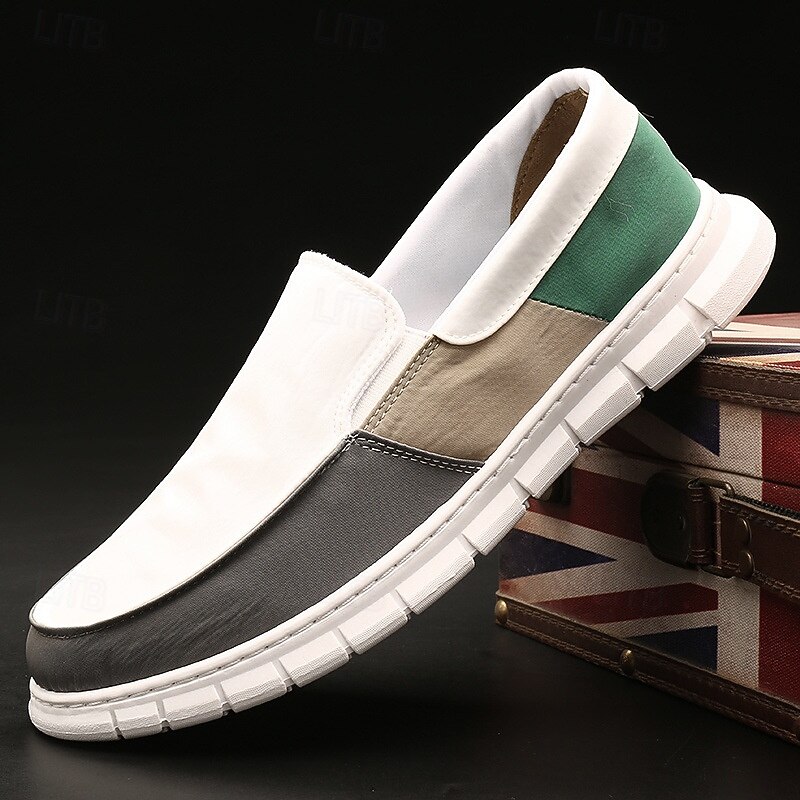Men's Color Block Slip-On Casual Shoes – Breathable Lightweight Canvas Sneakers for Weekend Outings and Summer Wear2
