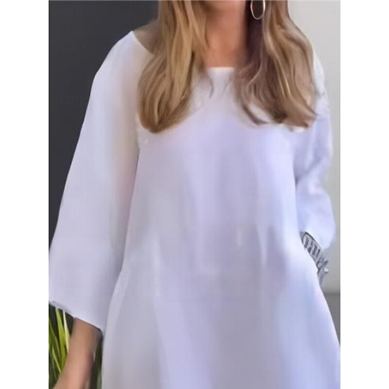 Women's Mini Dress Summer Dress Casual Daily Regular Fit Graphic 3/4 Length Sleeve Crew Neck White Pink Green Light Grey Summer3