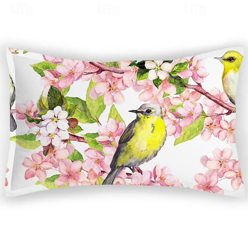 Romantic Style Pillowcases, Flowers And Birds, Natural Plant Flannel, Imitation Satin, Satin Pillowcases American Style Pillowcases2