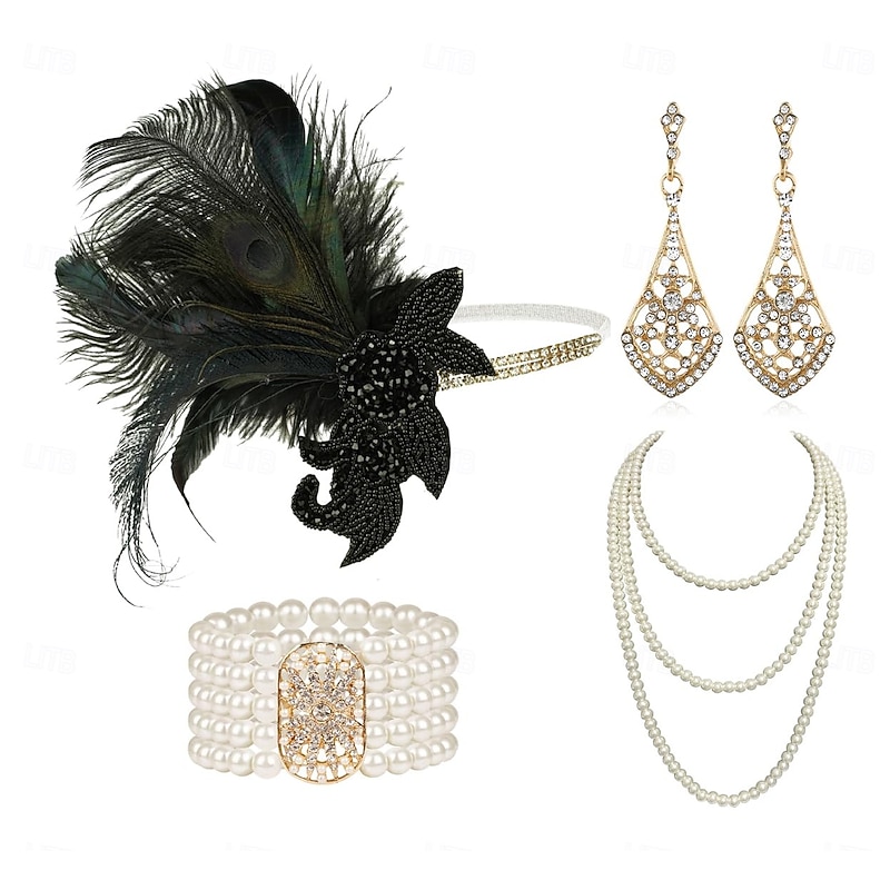 The Great Gatsby Flapper Headband The Great Gatsby Feather Retro Sparkling Glitter Fancy Dress Women's Celtic Carnival Valentine's Day Masquerade Party Evening Wear Masquerade Festival Adults' 14